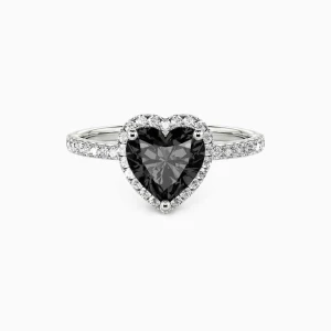 Filomina Black Diamond 3 Prong  Halo Engagement Ring
