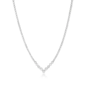 Tathere Natural White Gold Prong Set Diamond Necklace