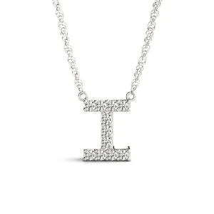 Oliver Natural Platinum Prong Set Diamond Initial Necklace