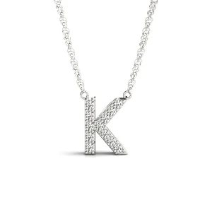 Kian Natural Rose Gold Prong Set Diamond Initial Necklace