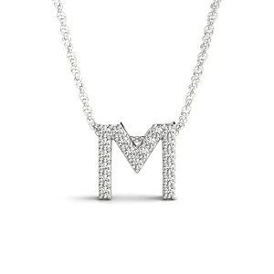 Jamie Natural Platinum Prong Set Diamond Initial Necklace