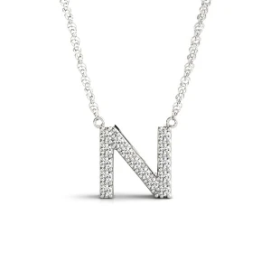 Freddie Natural Rose Gold Prong Set Diamond Initial Necklace
