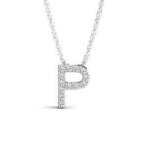 Aarav Natural Platinum Prong Set Diamond Initial Necklace
