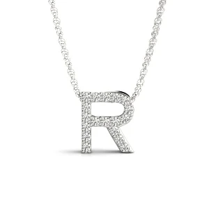 Caleb Natural Platinum Prong Set Diamond Initial Necklace