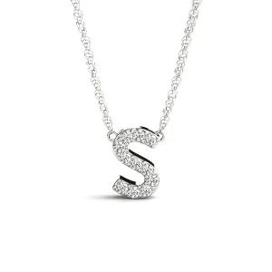 Dexter Natural Platinum Prong Set Diamond Initial Necklace