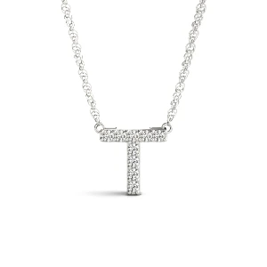 Alfie Natural Platinum Prong Set Diamond Initial Necklace