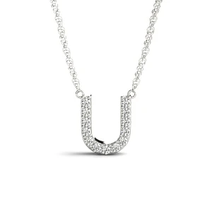 Harris Natural Platinum Prong Set Diamond Initial Necklace