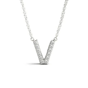 Yamir Natural Platinum Prong Set Diamond Initial Necklace