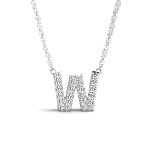 Eli Natural Platinum Prong Set Diamond Initial Necklace