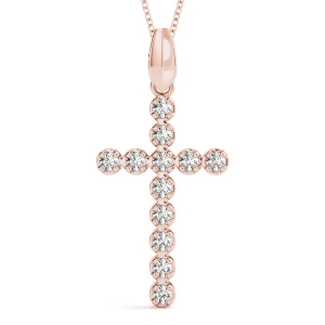 Alex Lab-Created Diamond Rose Gold Prong Set Cross Pendant Necklace