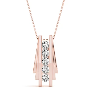 Ardie Lab Grown Diamond Rose Gold Channel Set Designer Pendant Necklace