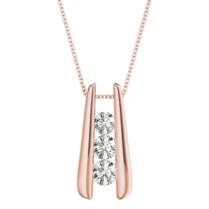 Easton Lab Grown Diamond Rose Gold Prong Set Designer Pendant Necklace