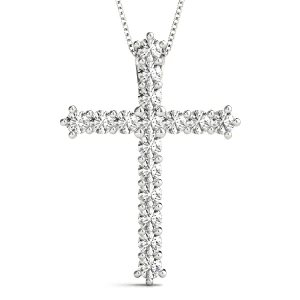 Luis Lab-Created Diamond Round cut Prong Set Cross Pendant Necklace