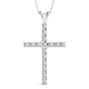 Kai Lab-Created Diamond Round cut Prong Set Cross Pendant Necklace