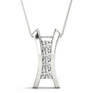 Morley Lab-Created Diamond Round cut Prong Set Designer Pendant Necklace