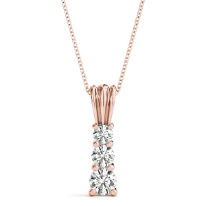 Joshua Lab Grown Diamond Rose Gold Prong Set Designer Pendant Necklace