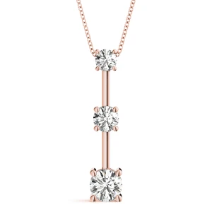 Jaxson Lab Grown Diamond Rose Gold Prong Set Designer Pendant Necklace