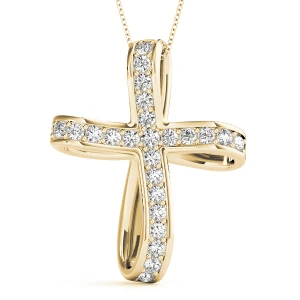Arlo Lab-Created Diamond Yellow Gold Prong Set Cross Pendant Necklace
