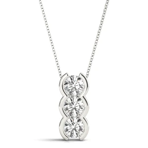 Asher Lab-Created Diamond Round cut Bezel Set  Designer Pendant Necklace