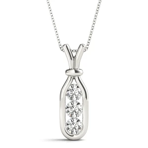 Sam Lab-Created Diamond Round cut Prong Set Designer Pendant Necklace