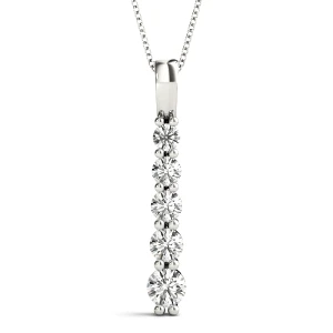 Samay Lab-Created Diamond White Gold Prong Set Designer Pendant Necklace