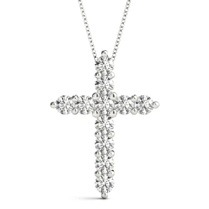 Raimund Lab-Created Diamond Round cut Prong Set Cross Pendant Necklace