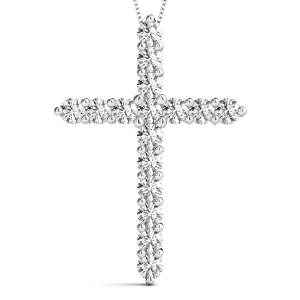 Yannick Lab-Created Diamond Round cut Prong Set Cross Pendant Necklace