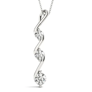 Aaron Lab-Created Diamond White Gold Prong Set Designer Pendant Necklace