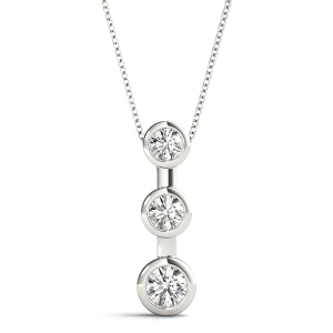 Joseph Lab-Created Diamond White Gold Bezel Set Designer Pendant Necklace