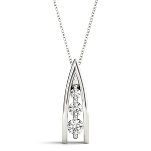 Ryan Lab-Created Diamond White Gold Prong Set Designer Pendant Necklace