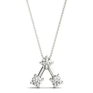 Noah Lab-Created Diamond White Gold Prong Set Designer Pendant Necklace