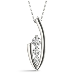 Alex Lab-Created Diamond White Gold Prong Set Designer Pendant Necklace