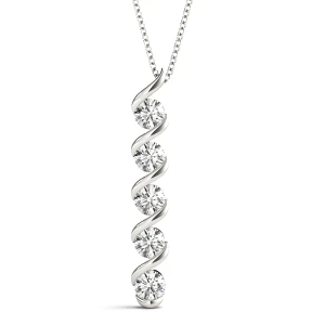 Rishi Lab-Created Diamond White Gold Prong Set Designer Pendant Necklace