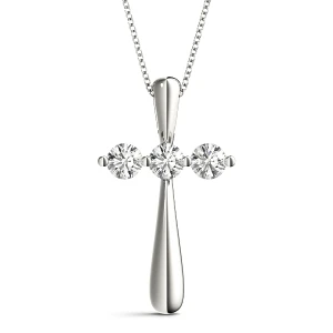 Cova Lab-Created Diamond Round cut Prong Set Cross Pendant Necklace