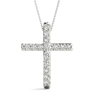 Fergus Lab-Created Diamond Round cut Prong Set Cross Pendant Necklace