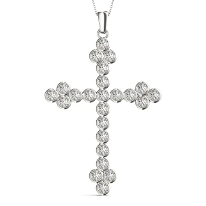 Bailey Lab-Created Diamond Round cut Prong Set Cross Pendant Necklace