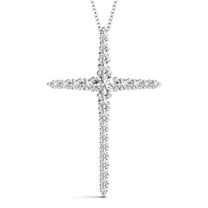 Flint Lab-Created Diamond Round cut Prong Set Cross Pendant Necklace