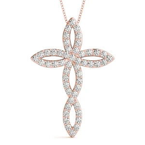 Alfie Lab-Created Diamond Rose Gold Pave Set Cross Pendant Necklace