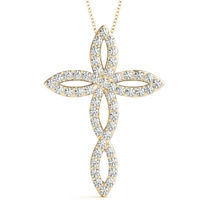 Alfie Lab-Created Diamond Yellow Gold Pave Set Cross Pendant Necklace