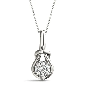 Wilfred Lab-Created Diamond White Gold Prong Setting  Designer Pendant Necklace