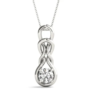 Max Lab-Created Diamond White Gold Prong Set  Designer Pendant Necklace