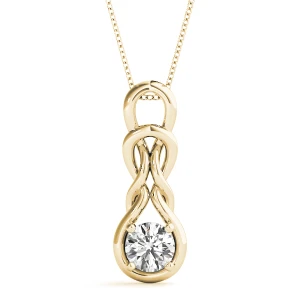 Max Lab Grown Diamond Yellow Gold Prong Set  Designer Pendant Necklace