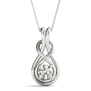 Ewan Lab-Created Diamond White Gold Bezel Set  Designer Pendant Necklace
