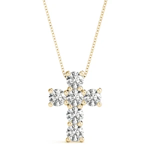 David Lab-Created Diamond Yellow Gold Prong Set Cross Pendant Necklace