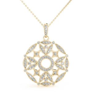 Nigel Lab Grown Diamond Yellow Gold Prong Set Designer Pendant Necklace