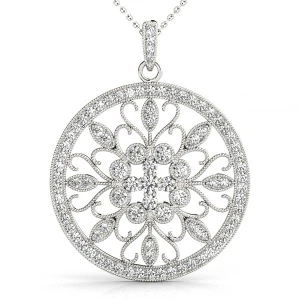 Jeffrey Lab-Created Diamond White Gold Prong Set Designer Pendant Necklace