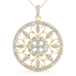 Jeffrey Lab Grown Diamond Yellow Gold Prong Set Designer Pendant Necklace