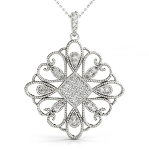 Ashton Lab-Created Diamond White Gold Prong Set Designer Pendant Necklace