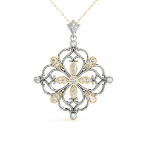 Chad Lab Grown Diamond Yellow Gold Prong Set Designer Pendant Necklace