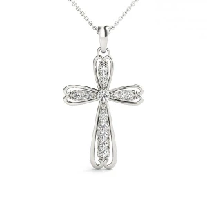 Dylan Lab Grown Diamond Pave  Cross Pendant Necklace